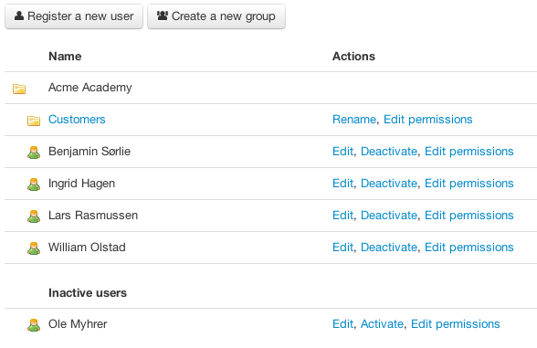 User administration in BaseCamp